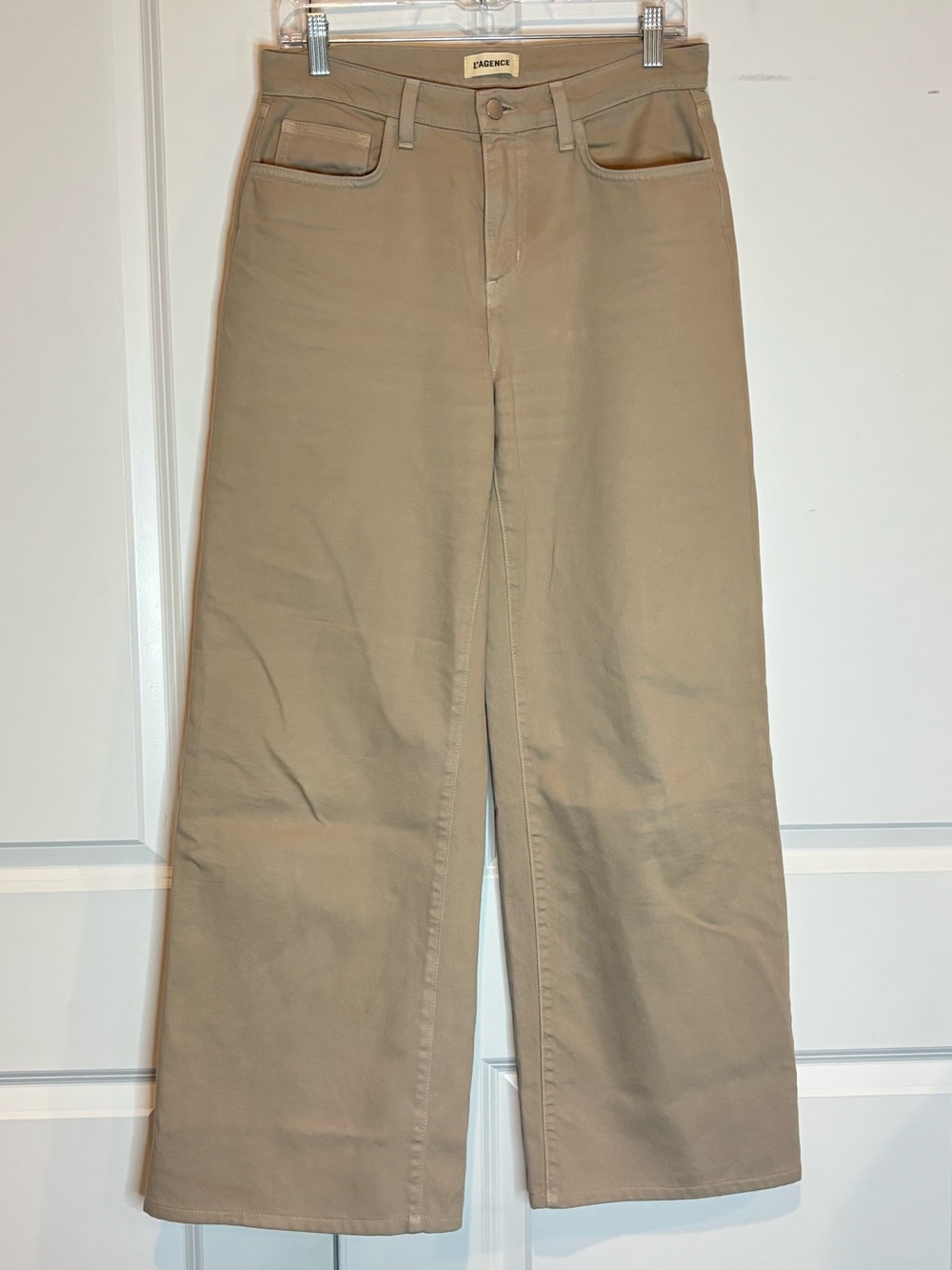 L'Agence Alicent High Rise Wide Leg Pale Khaki Tan Jeans 27 - Picture 2 of 9